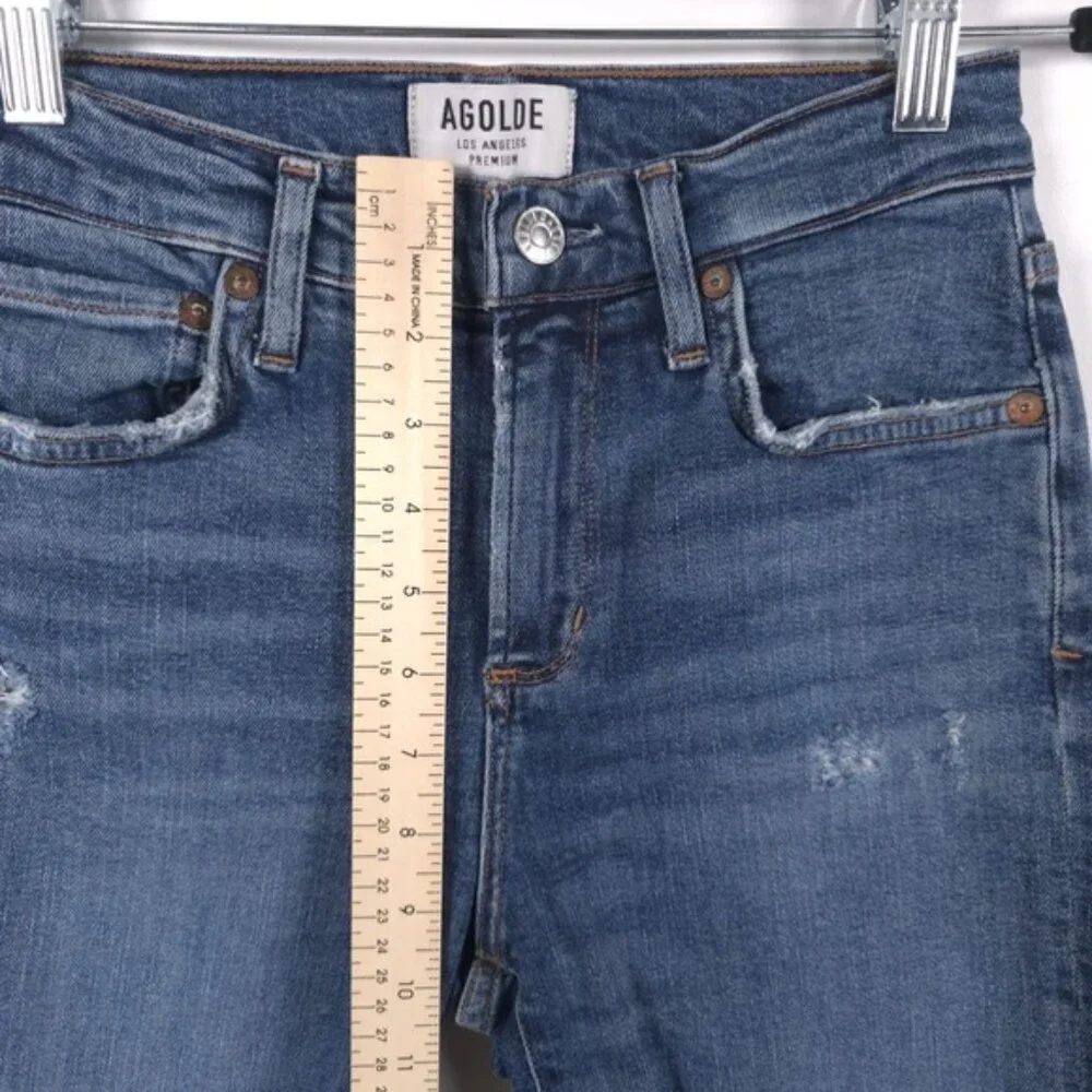 AGOLDE DISTRESSED Skinny Crop Jeans‎ Zip Fly A018 E843 Size 26